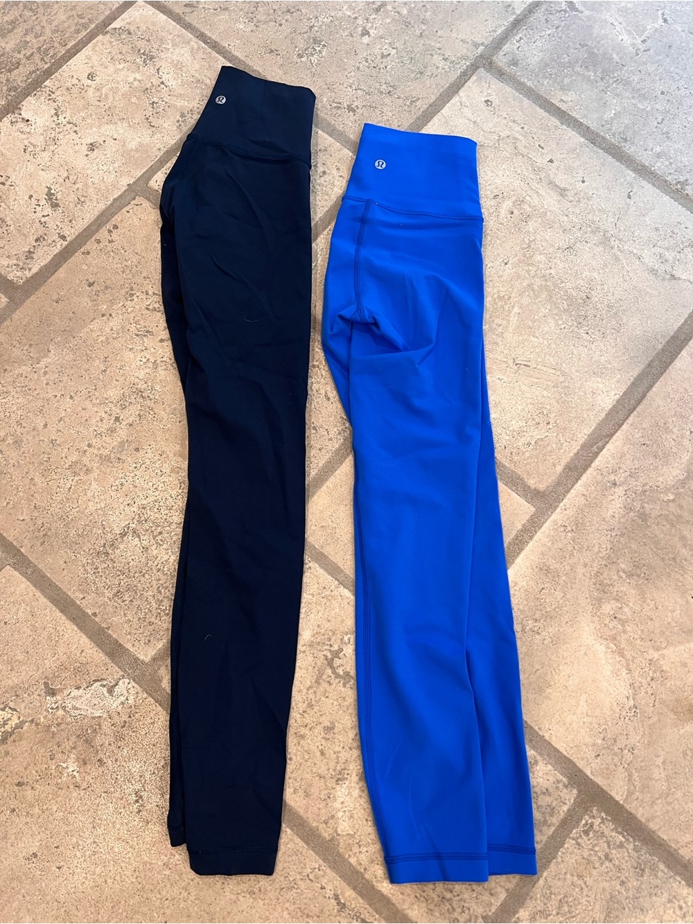 lululemon athletica Black and Bright Blue Leggings size 2 & 4